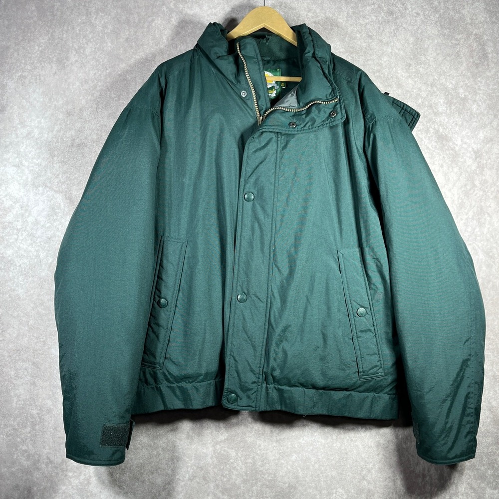 Cabela's Premier Northern Goose Down Puffer‎ Jacket Mens Size XL Green Hooded